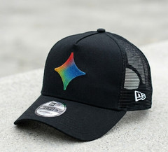 Google Gemini AI Logo Black Trucker Hat Rainbow Star Embroidered 9FORTY