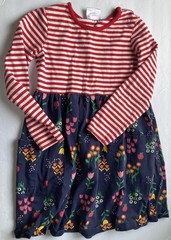 Hanna Andersson Girls Long Sleeve Knit T Dress Stripes Colorful Floral 120 6/7