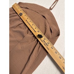 ASOS Design Halter Tunic Top Womens XS Brown Textured Crepe Side Slit Tie Neck