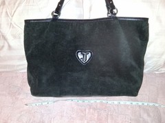 Black Velour ~Juicy Couture~ Vintage Tote Bag Purse (Large)
