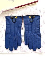 Dents Delta Classic Perforated Leather Driving Gloves Royal Blue Size S NWT