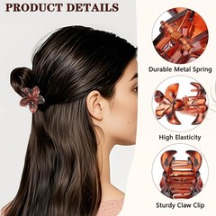 6 PCS Small Flower Hair Clips 1.57 Inch Hawaiian Claw Amber Decorative Women