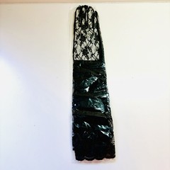 Vtg New Black Lace Gloves Ruffle Wrist Opera Sheer Evening Party Costume Goth