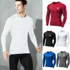 Mens Compression Shirt Thermal Base-Layer Sports Top Long-Sleeve Gym Cool Dry