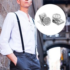6 Pcs Metal Adjustment Buckle Work Man Button Suspenders Buttons for Pants