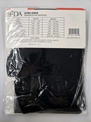 Leda Ultra Sheer Pantyhose Reinforced Toe 525 Size Tall Jet Black