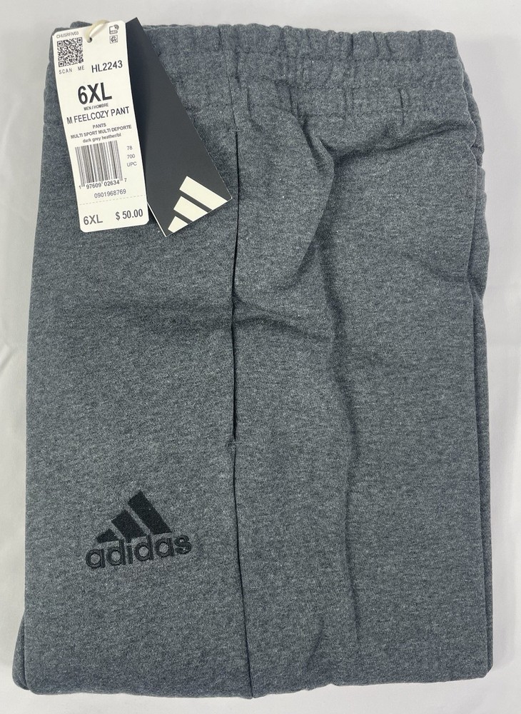 adidas HL2243 Big & Tall Men’s 6XL Dark Gray Joggers 57″ to 62″ Waist Range NWT