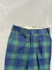 Vintage Lord Jeff Action Ease Green Blue Tartan Wool Plaid Pants 70% Wool 36×32