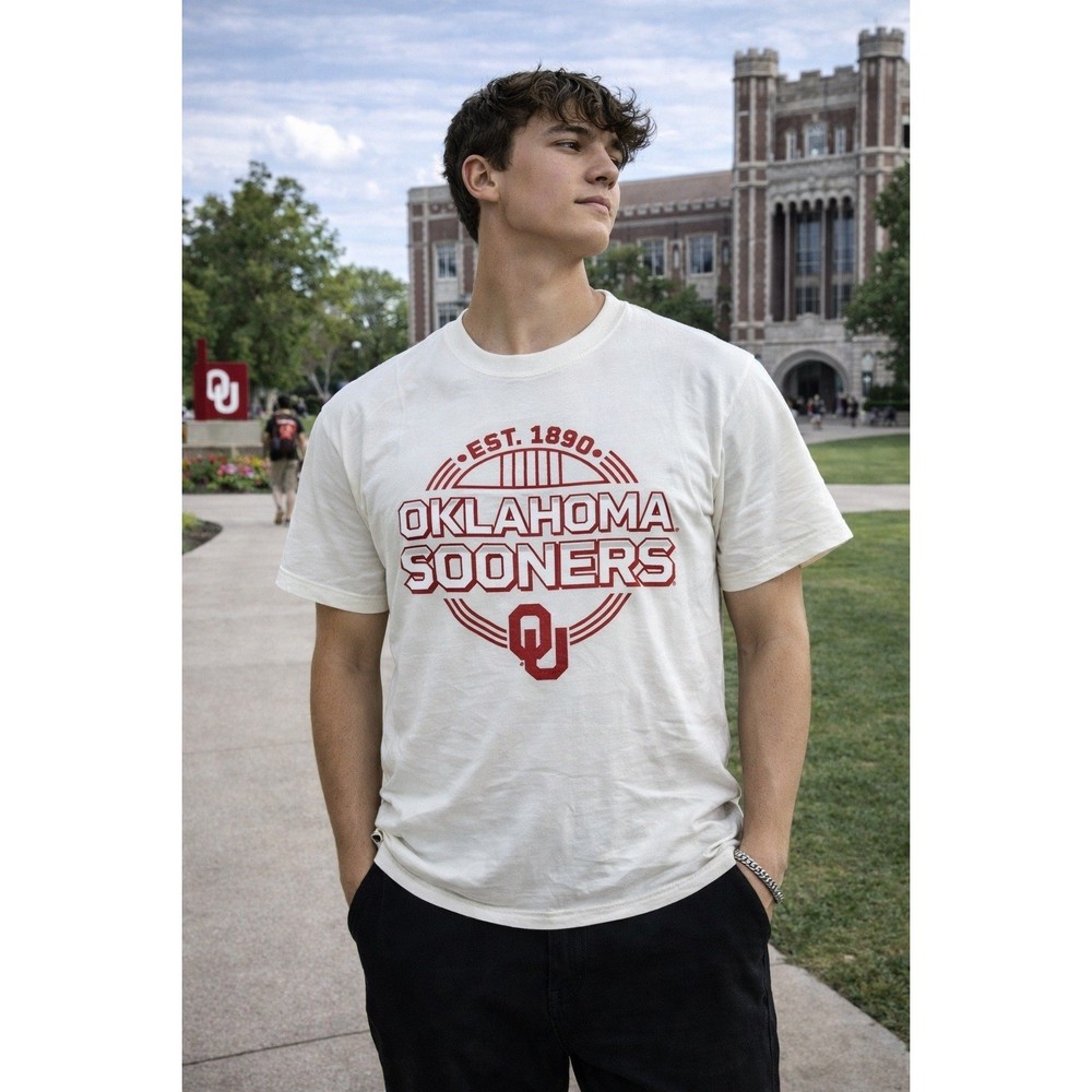 Oklahoma Sooners T-Shirt Captivating White Est. 1890 NCAA College Small