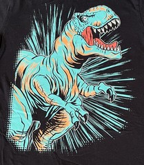 Place Youth 2XL T Shirt Dinosaur Black Neon Blue Trex Screen Print