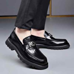 Thick Sole Leather Male Loafers Comfort Soft Dress Shoes Slip-on Driving Shoes