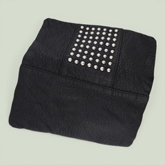 Mossimo Black Pebbled Faux Leather Studded Foldover Wristlet Clutch Bag