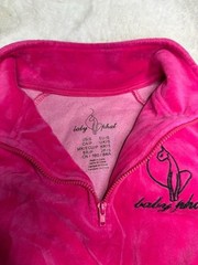Baby Phat Hot Pink Velour Half-Zip Long Sleeve Crop Top