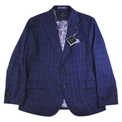 TailorByrd Sport Coat Jacket Mens 42S Navy Windowpane Paisley Lined $325 NEW