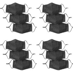 12-Pack Black Face Mask Reusable Washable Cover Masks Cloth Men Women