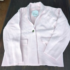 Anthropologie NVLT Soft Pink Knit Button Nylon/Poly Blazer Large L