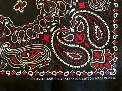 Hav-A-Hank USA Made Cotton Paisley Bandanna 22″X22″ Black / White / Red