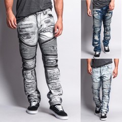 G-Style USA Men’s Biker Distressed Washed Zipper Slim Fit Jeans – DL1010-L