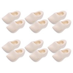 6 Pairs Mini Wood Shoes 1.57 inch Unfinished Wooden Doll Shoes DIY Crafts