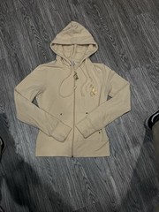 Vintage Baby Phat Women’s Beige Full Zip Hooded Fleece Hoodie L Logo Pockets