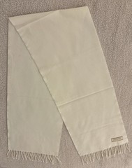 Cashmere Ivory Italian Fringe Rectangle Scarf 70x12in Solid Hand Wash Only