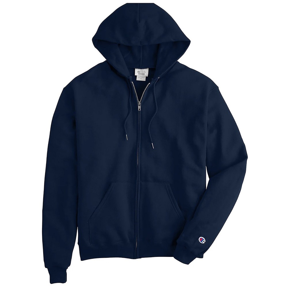 Champion Powerblend Double Dry Action Fleece Full Zip Hoodie Navy Blue Size L
