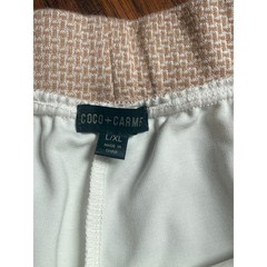 Coco + Carmen Womens Cream Jogger Lounge Pants Tan Patterned Trim L/XL