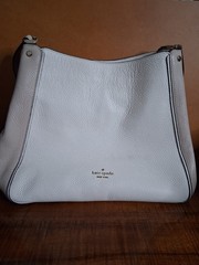 Kate Spade New York Beige Pebbled Shoulder Bag Magnetic Closure Lined Pockets