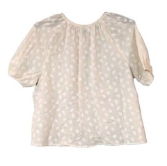 Universal Thread Womens Size S White Floral Puff Sleeve Button Front Blouse Top