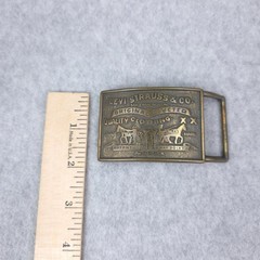 Vintage Levis Belt Buckle Made in USA Two Horse Pull Logo Metal Fits 1.5 Inch