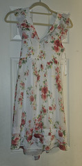 City Studio Juniors 3/4 Floral Ruffle V-Neck Sleeveless Lined Short Dress