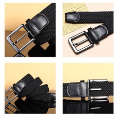 Elastic Men’s Stretch Belts 2 Pack, Woven Braided Belt for Golf Casual