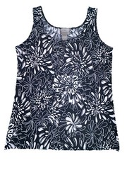 Additions by Chico’s Black White Floral Sleeveless Scoop Neck Tank Top 0