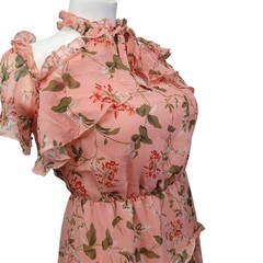 Endless Rose Pastel Pink Floral Cutout Cold Shoulder Maxi Dress Size M