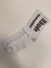 Rhude White Black Crew Socks Logo Pattern Mid Calf Men’s 1 Pair