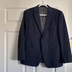 Calvin Klein Slim Fit Blue 2-Piece Suit 44S Wool Blend Two-Button Twill