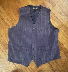 Ralph Lauren Rugby Vest RARE Vintage Men’s Waistcoat Pinstripe Navy XL