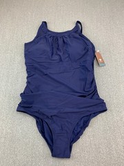 Smismivo Side Ruch Tummy Control One Piece Swimsuit Women Sz XL Blue Classic