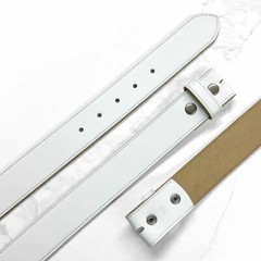BS1200 Genuine Cowhide Leather White Belt Strap with Snaps 1-1/2″(38mm) Wide
