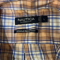 Nautica Classic Fit L Wrinkle Resistant Plaid Short Sleeve Button-Up Shirt