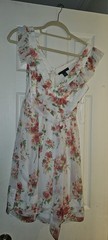 City Studio Juniors 3/4 Floral Ruffle V-Neck Sleeveless Lined Short Dress