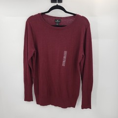 Worthing Large Burgundy Red Sweater Womens Cotton Blend Pullover Round Neck