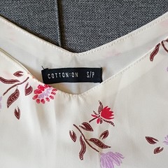 Cotton On Women’s White Floral V-Neck Cami Spaghetti Straps Chiffon S/P