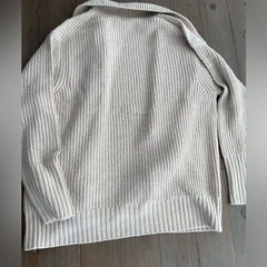 RRP US$395 White + Warren cotton wool cashmere blend coatigan ivory marl NWT L