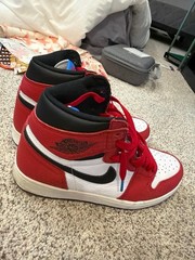 Nike Air Jordan 1 High Top Leather Colorblock Red/White/Black/Blue Sneakers