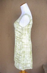 BCBG Sexy 1990’s Mini Dress Sz 4 Empire V Neck Moss Green & White Sheath w Slip