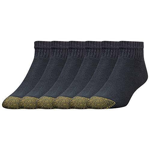 Gold Toe Men’s 656p Cotton Quarter Athletic Socks, Multipairs, Black (6-Pairs),