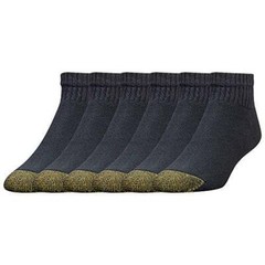 Gold Toe Men’s 656p Cotton Quarter Athletic Socks, Multipairs, Black (6-Pairs),