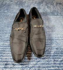 Stacy Adams Men’s Black Slip-On Dress Loafer Chain Accent Square Toe 14M