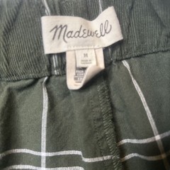 Madewell Corduroy Pull On Mid Rise Jogger Pants green Windowpane Womens Medium